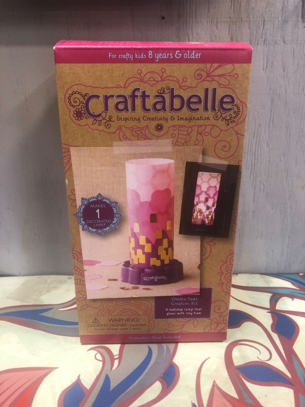 Photo 2 of Craftabelle – Ombre Fade Creation Kit – Lampshade Decorating Kit – 323pc LED Lamp Set with Fabric & Accessories – DIY Arts & Crafts for Kids Aged 8 Years +