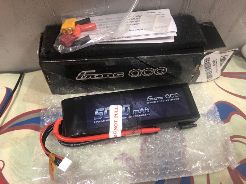 Photo 3 of Gens ace 5000mAh 11.1V 3S 50C 3 Cell LiPo Battery Pack with XT60 and Deans Plug (Updated) for Traxxas RC Cars Slash vxl Slash 4x4 vxl E-maxx Brushless Axial e-revo Brushless and Spartan Models