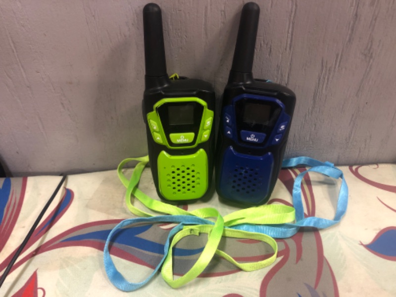 Photo 1 of Walkie Talkies for Adult, Rechargeable Long Range Walky Talky Handheld Two Way Radio with NOAA Weather Channel, 6x1000MAH AA Batteries and USB Charger Included (Blue and Green 2 Pack)