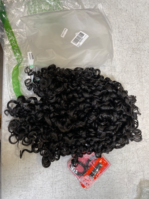 Photo 2 of AISI BEAUTY Black Curly Ponytail Extension Drawstring Ponytails for Black Women Synthetic Hair Extensions Curly Ponytail with 2 Clips(Jet Black) …