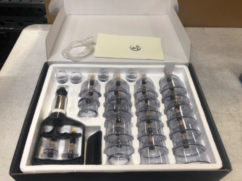 Photo 2 of Cupping Therapy Set,32 Therapy Cups Cupping Set with Pump, Professional Chinese Acupoint Cupping Therapy Sets Hijama for Cupping Massage, Muscle&Joints 32 Cups