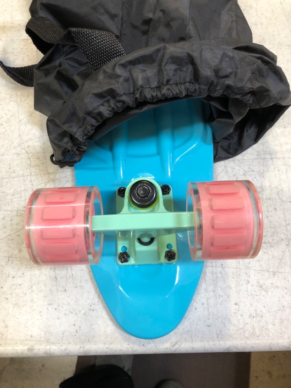 Photo 4 of Cruiser Skateboard for Kids Ages 6-12 Completed Skateboards for Girls Boys Beginners, Gift Idea Mini 22" Plastic Skate Board Cute Blue 22"