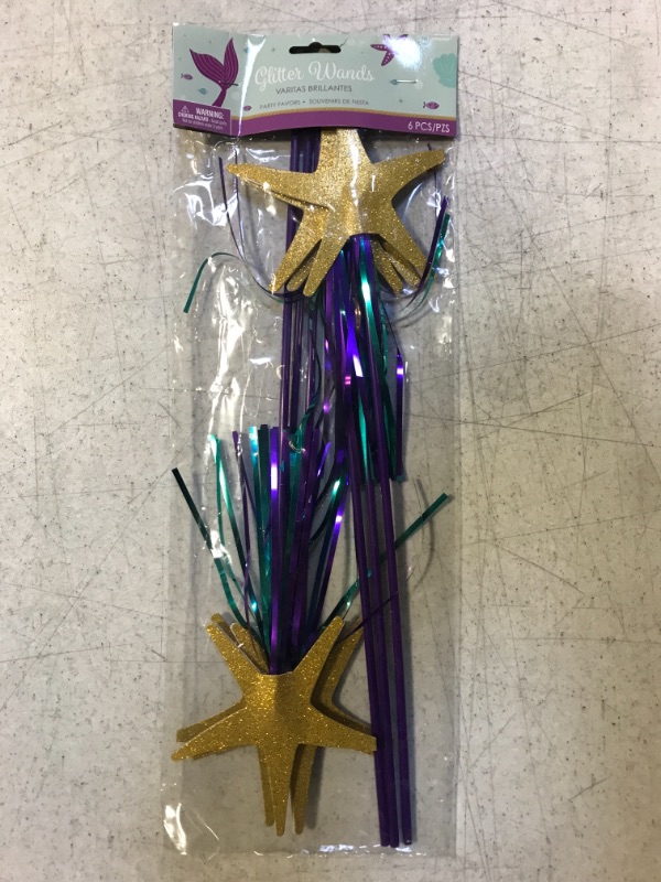 Photo 2 of amscan Mermaid Wishes Starfish Wands | 17 9/10" | Pack of 6 Party Game - Wand