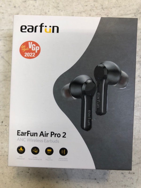 Photo 2 of Wireless Earbuds, EarFun Air Pro 2 Hybrid Active Noise Cancelling Wireless Earphones, Bluetooth 5.2 Headphones with Mics, In-ear Detection, Ambient Mode, 34H Playtime Wireless Charging, Volume Control