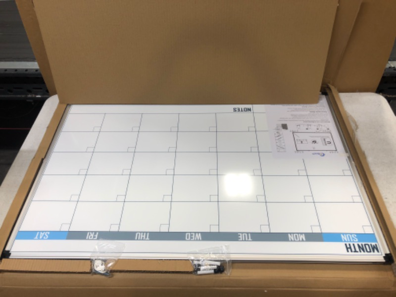 Photo 2 of XBoard Magnetic Calendar Whiteboard 36" x 24" - Monthly Calendar Dry Erase Board, White Board + Colorful Calendar Board, Silver Aluminium Framed Monthly Planning Board 36" x 24" - Calendar