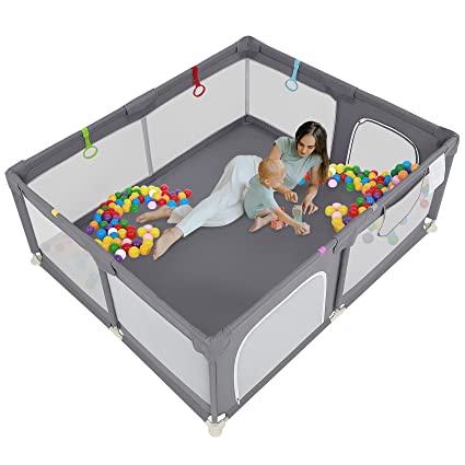 Photo 1 of Baby Playpen 79" X 71" , LUTIKIANG Play Yard for Babies and Toddlers Safety Extra Large Baby Fence Area, Indoor & Outdoor Kids Activity Play Center and Zipper Gate.