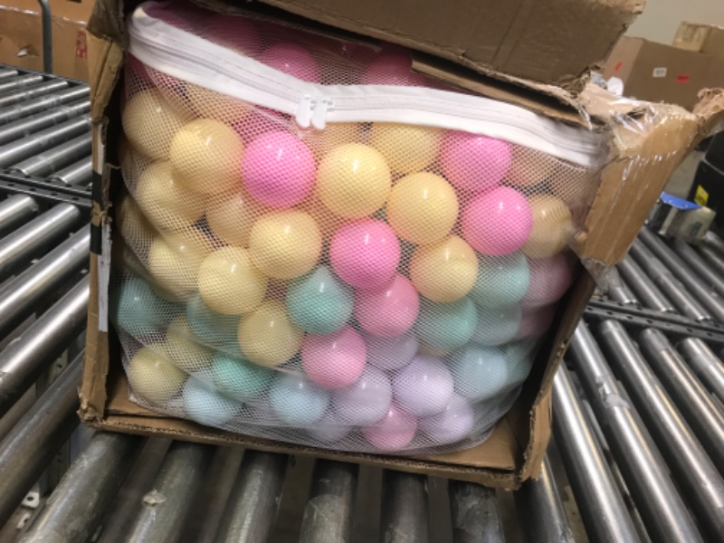 Photo 3 of Amazon Basics BPA Free Crush-Proof Plastic Ball Pit Balls with Storage Bag, Toddlers Kids 12+ Months, 6 Pastel Colors - Pack of 400 6 Pastel Colors 400 Balls