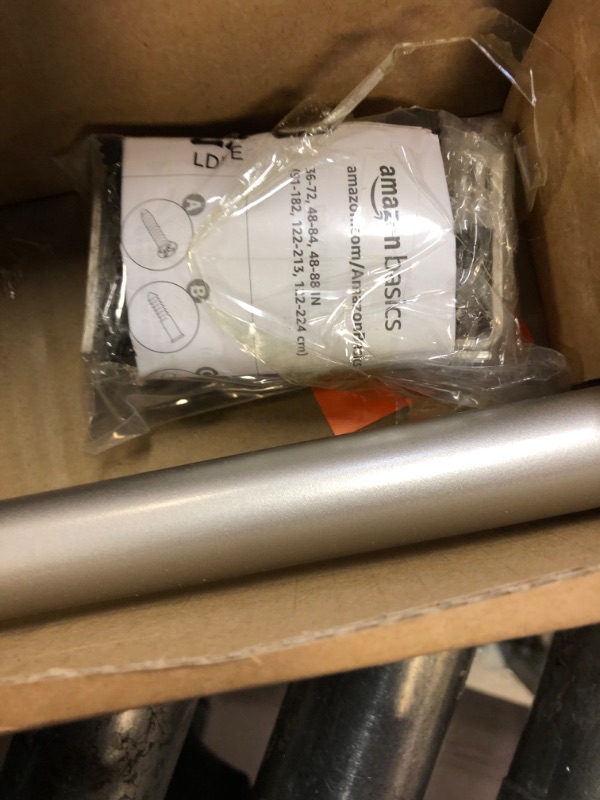 Photo 1 of Amazon Basics 1-Inch Curtain Rod with Round Finials - 1-Pack, 36 to 72 Inch, Nickel 1-Inch Rod 36" to 72" Nickel 1-Pack