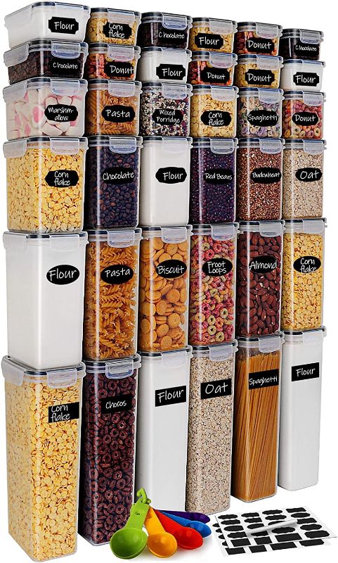 Photo 1 of Airtight Food Storage Containers 36-Piece Set, Kitchen & Pantry Organization, BPA Free Plastic Storage Containers with Lids, for Cereal, Flour, Sugar, Baking Supplies, Labels & Measuring Cups
