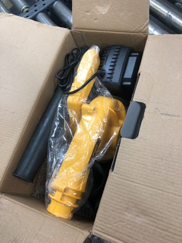 Photo 1 of Alloyman Leaf Blower, 20V Cordless Leaf Blower, with 4.0Ah Battery & Charger, 2-in-1 Electric Leaf Blower & Vacuum for Yard Cleaning/Snow Blowing. Yellow1