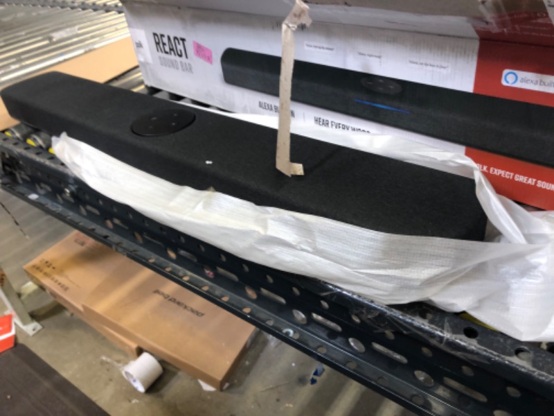 Photo 1 of Polk Audio React Sound Bar, Dolby & DTS Virtual Surround Sound, Next Gen Alexa Voice Engine with Calling & Messaging Built-in, Expandable to 5.1 with Matching React Subwoofer & SR2 Surround Speakers Soundbar - power cord not included 