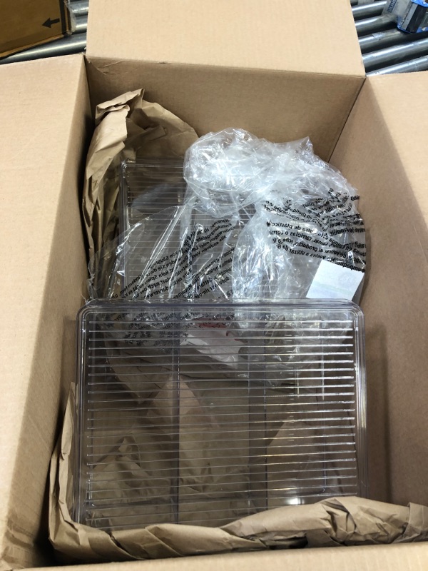 Photo 1 of mDesign Plastic Stackable Pantry Divided Storage Bin Box with Lid and Labels - Coffee Pod and Kitchen Supply Organizer for Cabinet, Cupboard, Shelf, or Counter - Includes 2 Bins, 32 Labels - Clear 2 3 Compartment