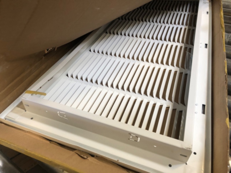 Photo 4 of 30" X 12 Steel Return Air Filter Grille for 1" Filter - Fixed Hinged - Ceiling Recommended - HVAC DUCT COVER - Flat Stamped Face - White [Outer Dimensions: 32.5 X 13.75] 30 X 12