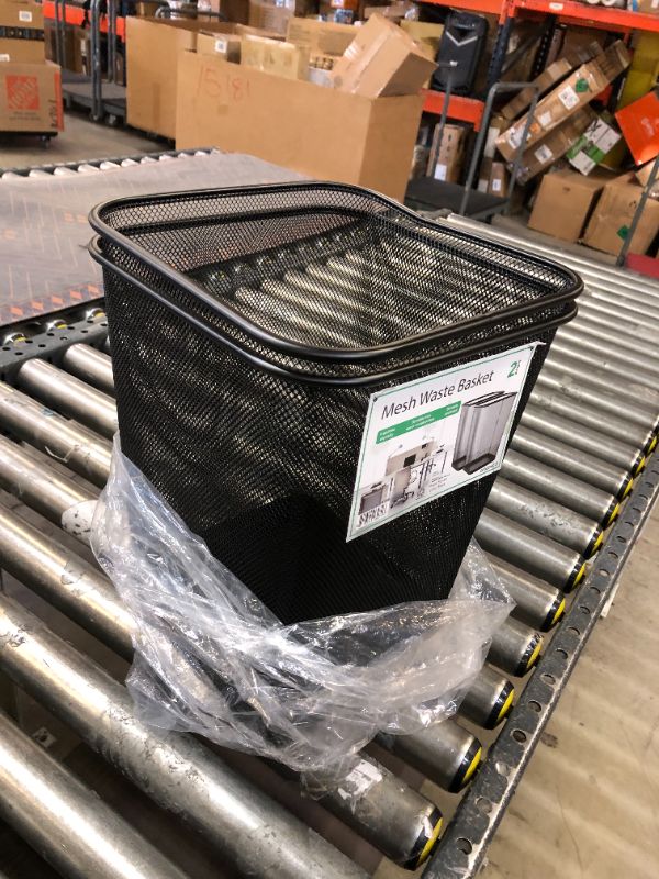 Photo 2 of Greenco, Black Mesh Trash Can Wastebaskets, Square, 6 Gallon, 2 Pack Black 6 gallon square trash