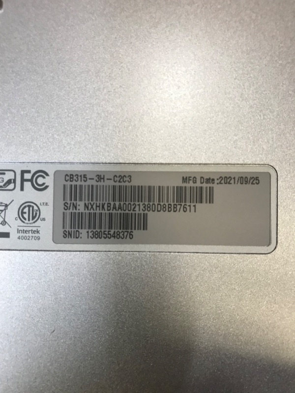 Photo 8 of Acer Chromebook 315 Chromebook Intel Celeron N4000 (1.10 GHz) 4 GB LPDDR4 Memory 32 GB Flash 15.6" Chrome OS - password locked.