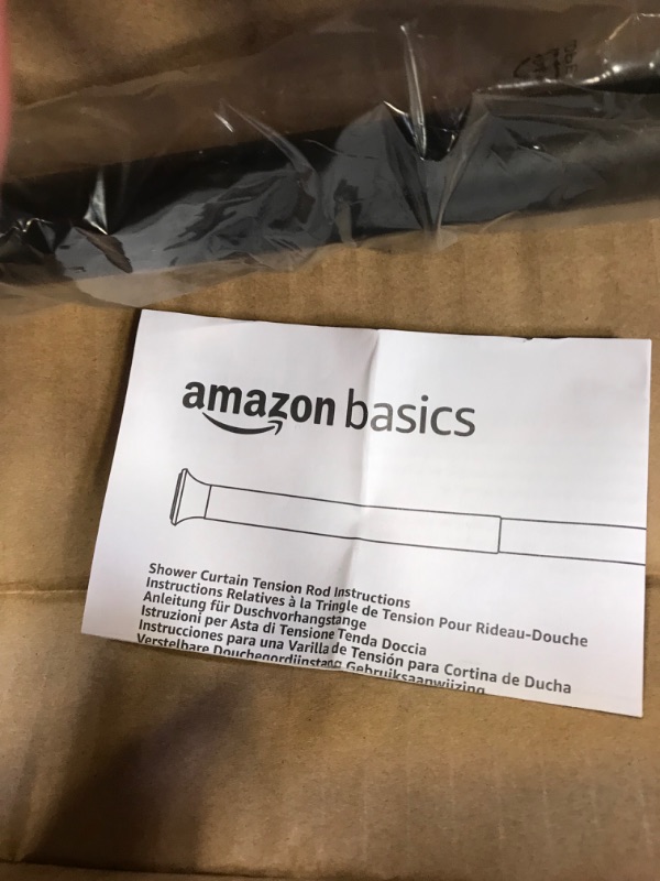 Photo 3 of Amazon Basics Tension Curtain Rod, Adjustable 24-36" Width - Black, Classic Finial Black 24-36" Classic