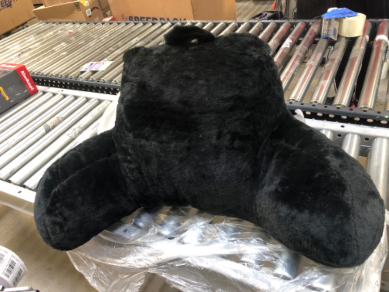 Photo 2 of A Nice Night Faux Fur Reading Pillow Bed Wedge Large Adult Children Backrest with Arms Back Support for Sitting Up in Bed / Couch for Bedrest,Black
