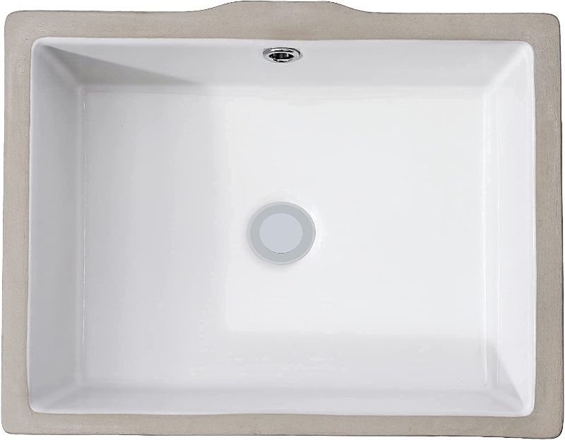 Photo 1 of AMASHEN 14.8" x 11" Undermount Bathroom Sink White Rectangular Porcelain Ceramic Vanity Basin with Overflow