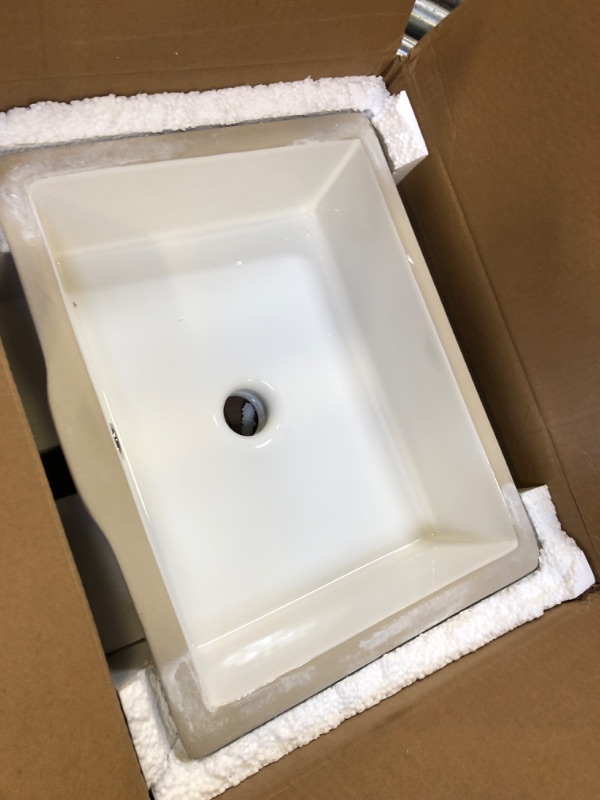 Photo 2 of AMASHEN 14.8" x 11" Undermount Bathroom Sink White Rectangular Porcelain Ceramic Vanity Basin with Overflow