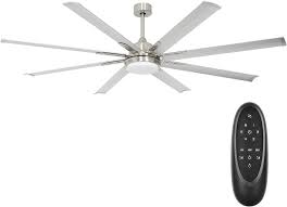 Photo 1 of Zoplite 72 Inch Damp Rated Industrial DC Motor Ceiling Fan W/ LED Light, Reversible Motor and Blade, ETL Listed Indoor Ceiling Fans for Kitchen Bedroom Living Room Basement, 6-Speed Remote Control