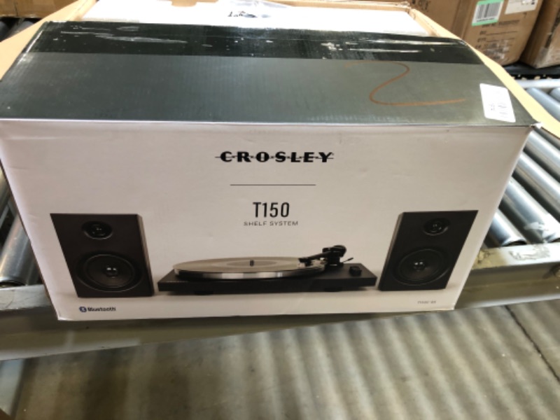 Photo 4 of Crosley T150C-BK 2-Speed Bluetooth Turntable Record Player System with Weighted Tone Arm and Stereo Speakers, Black T150C - Audio Grade Plinth, NP-15 Needle Black