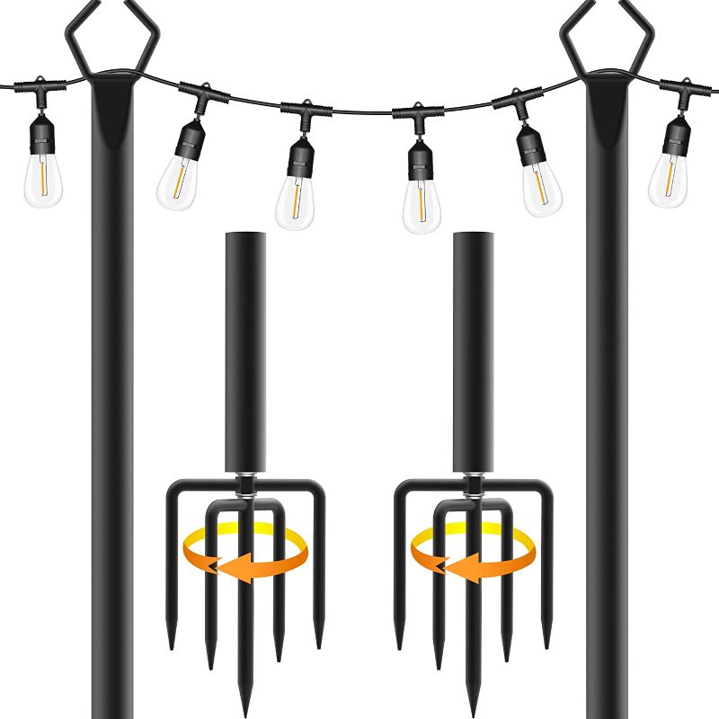 Photo 1 of  String Light Poles Metal Poles with Fork for Outdoor String Lights,2 Pack 