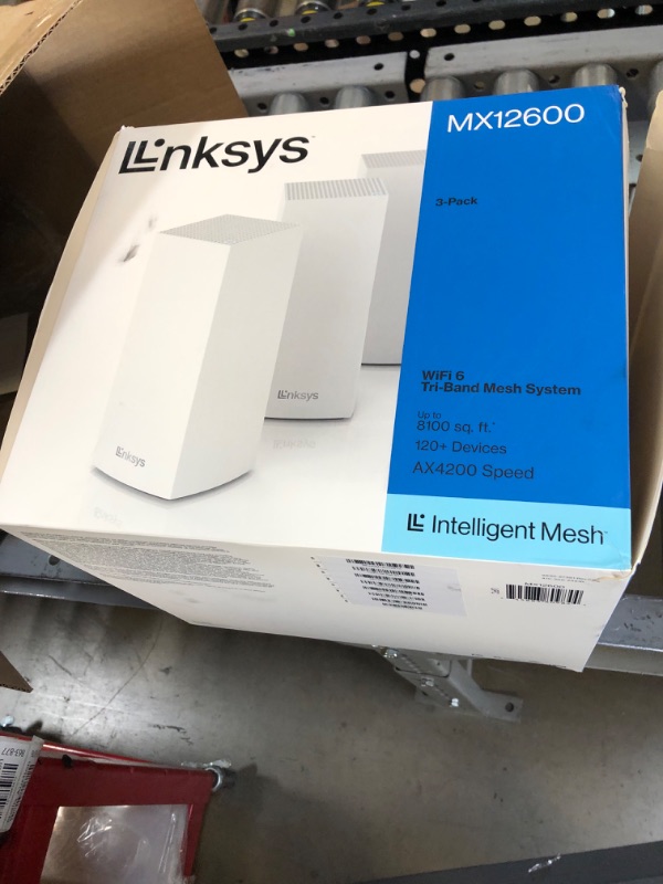 Photo 4 of Linksys MX12600 Velop Intelligent Mesh WiFi 6 System: AX4200, Tri-Band Wireless Network for Full-Speed Home Coverage, 8,100 sq ft (White, 3-Pack) WIFI 6 8100 Sq. ft - 120+ Devices