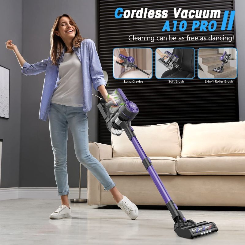 Photo 1 of 
Cordless Vacuum Cleaner, Cordless Vacuum with 20Kpa Super Suction, 80000 RPM High-Speed Brushless Motor, 5 Stages High Efficiency Filtration, Up to 30 Mins..----WITHOUT ASSESORIES 