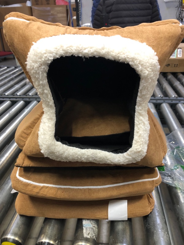 Photo 4 of 
PETMAKER Cozy Cave Enclosed Cube Pet Bed - Light Coffee