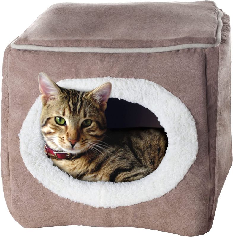 Photo 1 of 
PETMAKER Cozy Cave Enclosed Cube Pet Bed - Light Coffee