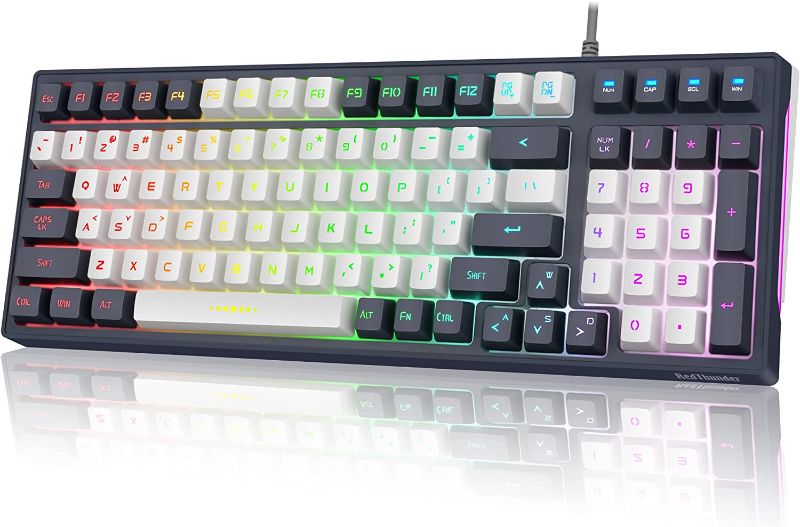 Photo 1 of 
RedThunder K96 RGB Gaming Keyboard, Compact 96 Keys Mechanical Feeling Keyboard, White and Grey Retro Color Keycaps, RGB Backlit Ergonomic Anti-Ghosting...