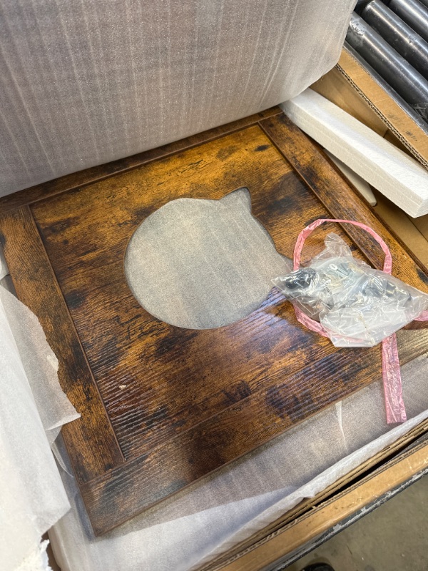 Photo 1 of FEANDREA Cat Litter Box Furniture, Hidden Litter Box Enclosure Cabinet with Single Door, Indoor Cat House, End Table, Nightstand, Rustic Brown UPCL004X01