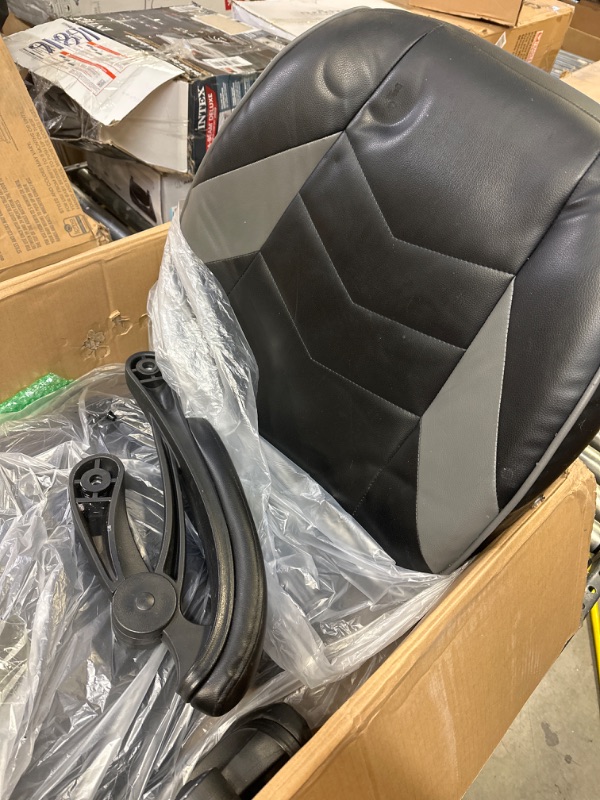 Photo 2 of - Parts Only - RESPAWN RSP-200 Racing Style Gaming Chair, Leather, White -- Item needs cleaning due to usage -- missing screws -- Box very damaged 