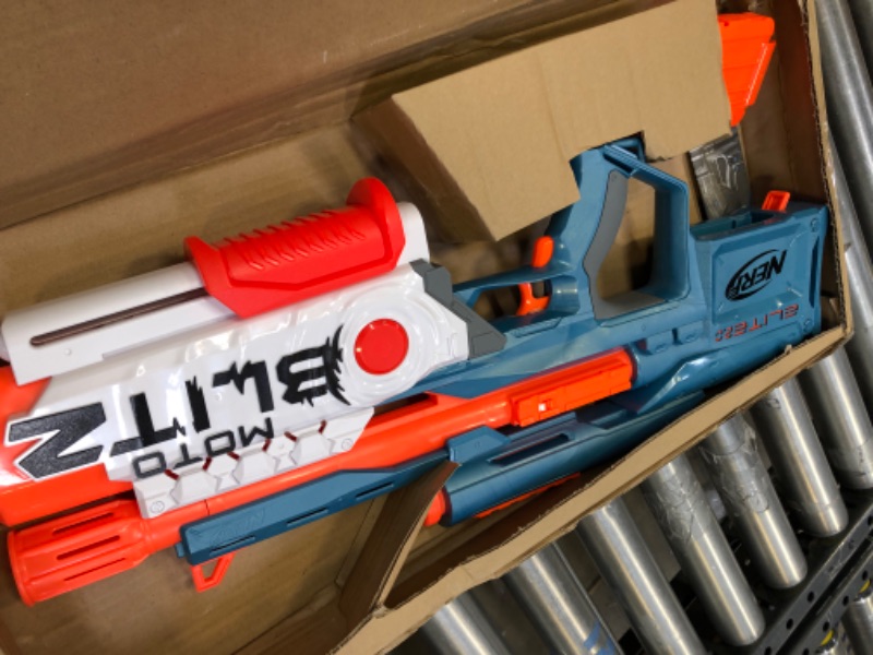 Photo 3 of NERF Elite 2.0 Motoblitz Blaster with Scope, Motorized 10-Dart Blasting, Airblitz 6 Darts, 22 Darts, Outdoor Toys for 8 Year Old Boys & Girls