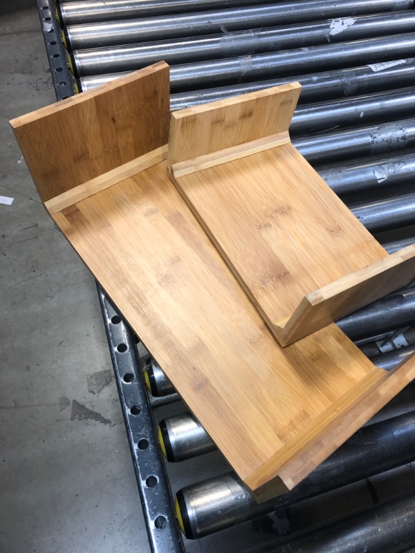 Photo 1 of 8 Inch x 24 Inch x 8 Inch Shelf Riser, 1 Rectangle Wood Display Riser - 2 Tier, For Retail And Merchandise, Natural Bamboo Display Shelf Stand, Display Treats, Jewelry, Figurines, Or Collectables 8"
MISSING ONE