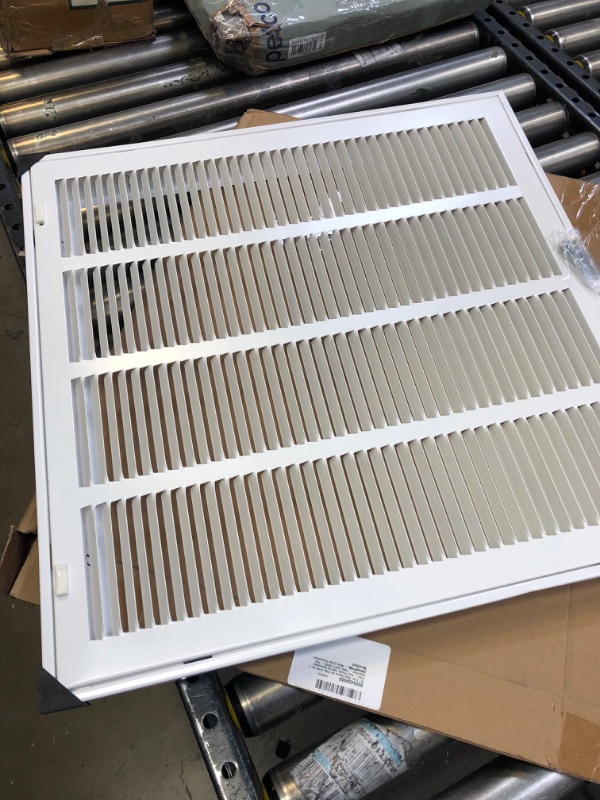 Photo 2 of 20" X 20" Steel Return Air Filter Grille for 1" Filter - Easy Plastic Tabs for Removable Face/Door - HVAC DUCT COVER - Flat Stamped Face - White [Outer Dimensions: 22.5 X 21.75] White 20 X 20