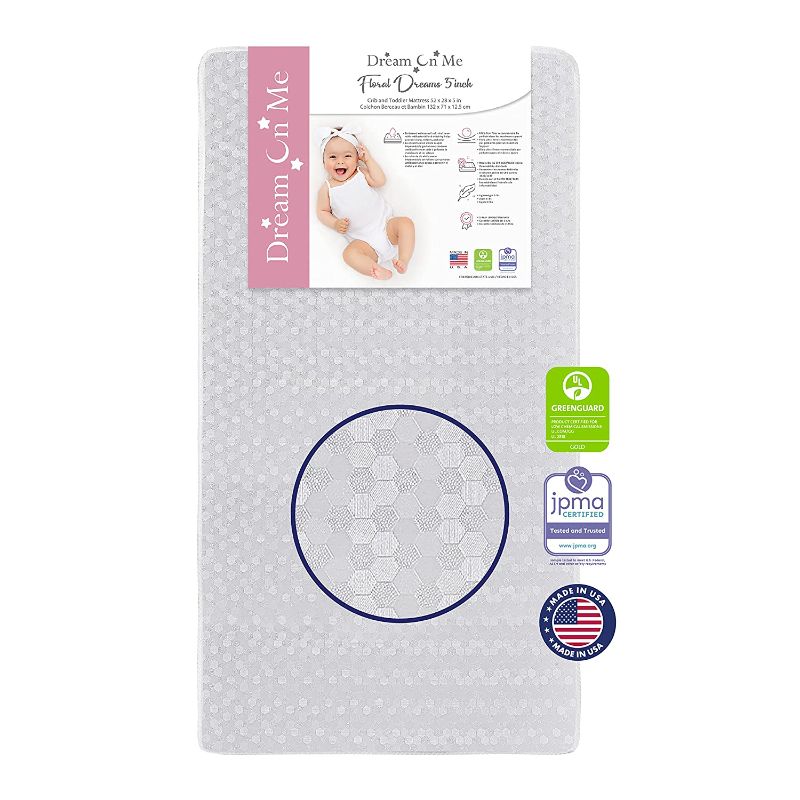 Photo 1 of Dream On Me Honeycomb Orthopedic Firm Fiber Standard Baby Crib Mattress | Greenguard Gold certified | 10 Year warranty | 5” Fiber Core Optimum Support | Infant and Toddler Mattress | Waterproof Cover
