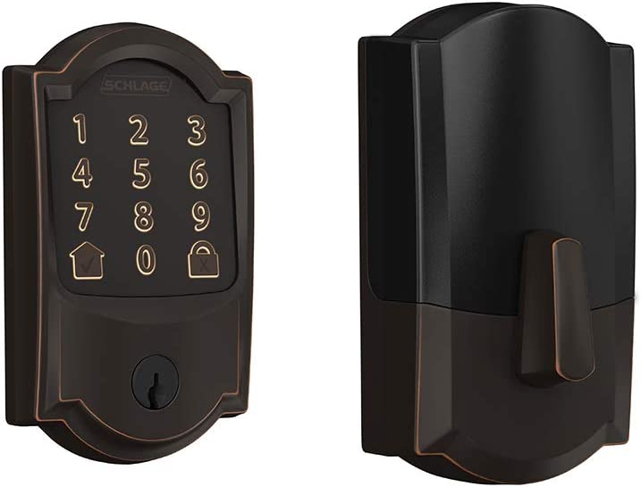 Photo 1 of Schlage Encode Smart Wi-Fi Deadbolt with Camelot Trim in Aged Bronze
