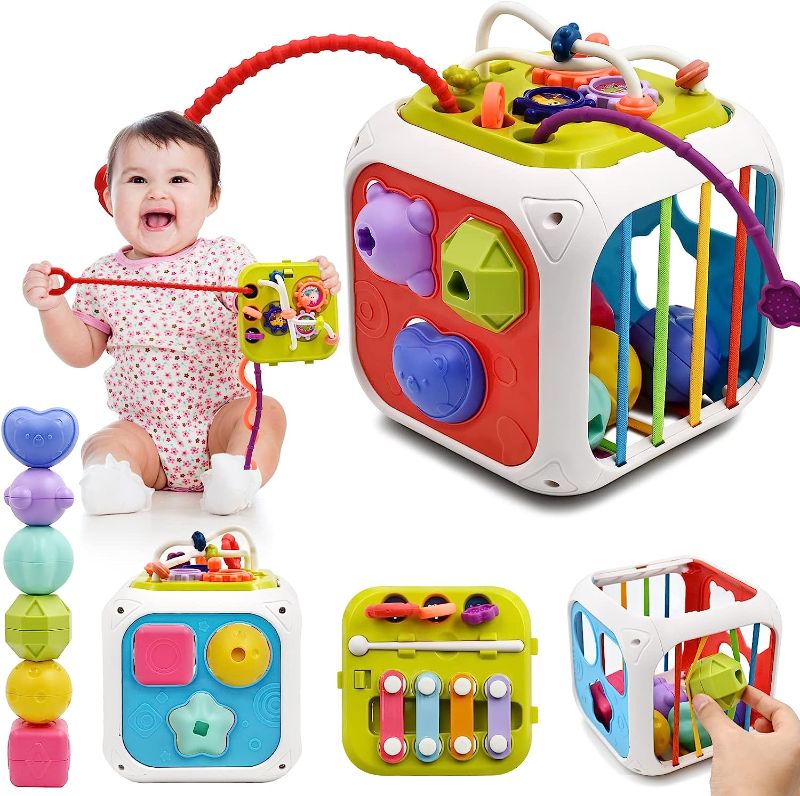 Photo 1 of AiTuiTui Baby Toys 12-18 Months, Sensory Montessori Toys for 1 2 Year Old Boy Girl Gifts, 7 in 1 Multifunction Educational Toys with Shape Sorter, Stacking Blocks for Toddlers Birthday Gifts

