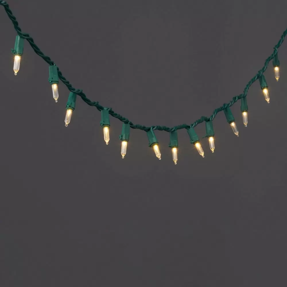 Photo 1 of 60ct LED Smooth Mini Christmas String Lights Warm White Twinkle with Green Wire !Damaged box NOT item!
