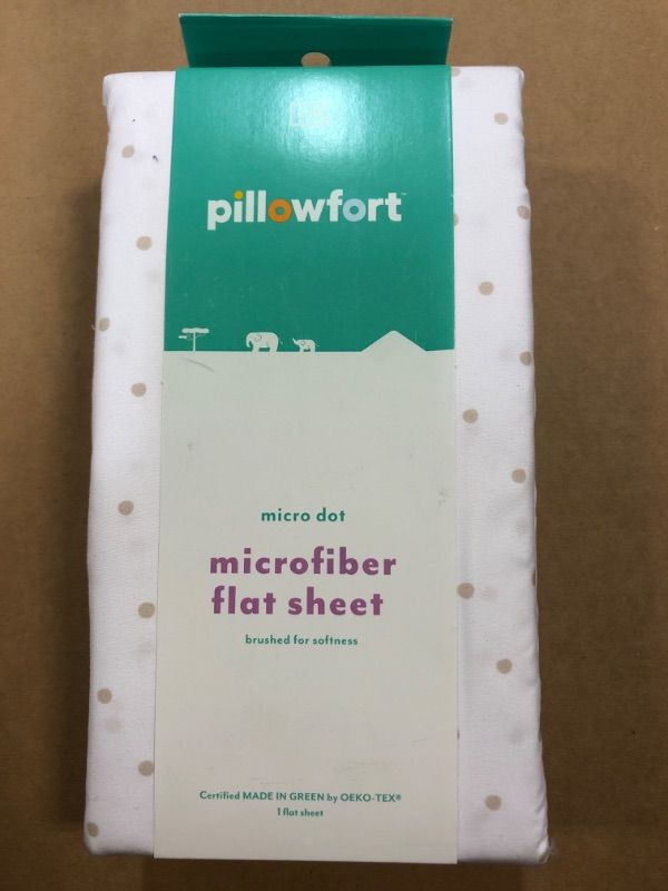 Photo 2 of *Twin* Micro Dot Flat Sheet Separates Beige - Pillowfort &#8482