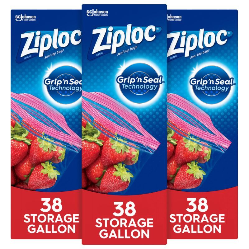 Photo 1 of Ziploc® Brand Storage Bags with Grip 'n Seal Technology, Gallon, 38 Count, Pack of 3 (114 Total Bags) ------- FACTORY SEALED