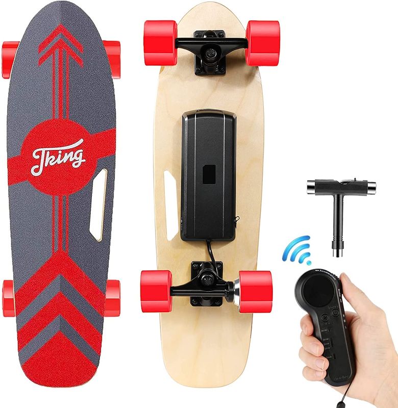 Photo 1 of Caroma Electric Skateboard, 350W Electric Skateboard with Wireless Remote Control for Adult Teens, 12.4MPH Top Speed, 8 Miles Max Range, 3-Speed Adjustment,...
