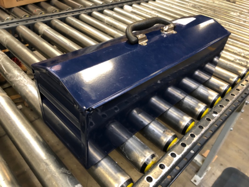 Photo 1 of TCE ATB101U Torin 19" Hip Roof Style Portable Steel Tool Box with Metal Latch Closure and Removable Storage Tray, Blue 19-inch