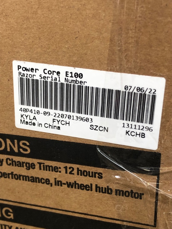 Photo 4 of Razor Power Core E100 Electric Scooter - 100w Hub Motor, 8" Air-filled Tire, Up to 11 mph and 60 min Ride Time, for Kids Ages 8+