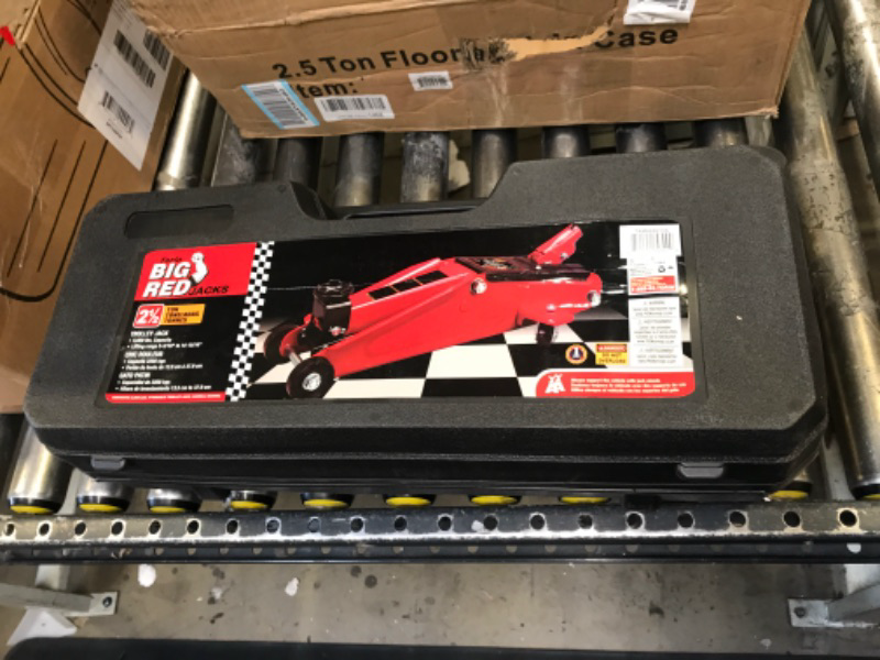 Photo 3 of BIG RED TAM825013S Torin Hydraulic Trolley Floor Service/Floor Jack with Blow Mold Carrying Storage Case, 2.5 Ton (5,000 lb) Capacity, Red 2.5 Ton with Storage Case