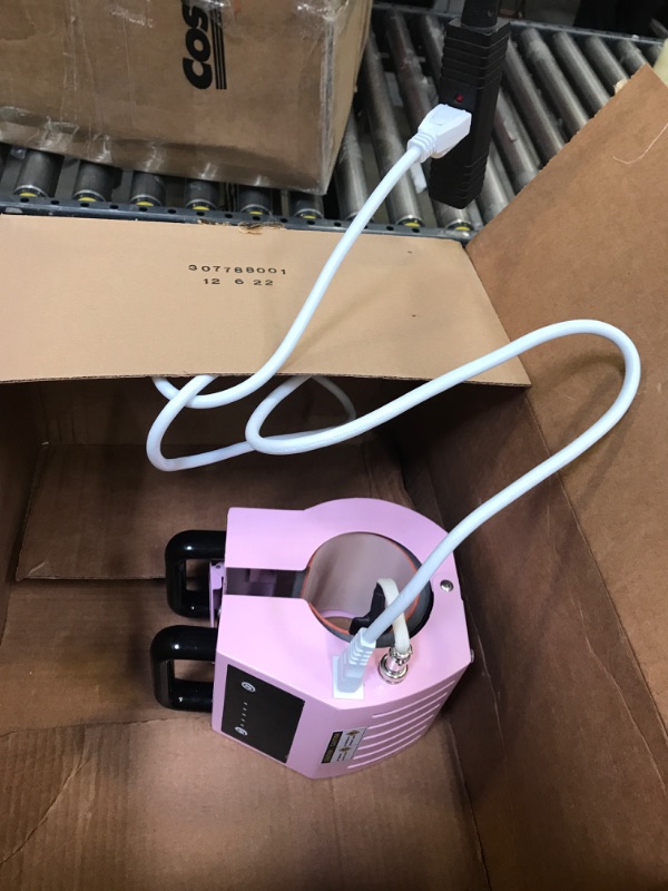 Photo 2 of 110V Tumbler Heat Press Machine for 10OZ 11OZ 15OZ Sublimation Blanks Ceramic Mugs DIY Heat Transfer Print with 2 Sublimation Paper Heat Resistant Tape Gloves (Pink) Pink 1 Set