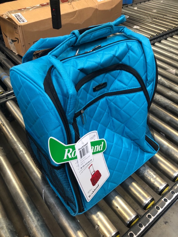 Photo 3 of Rockland Melrose Upright Wheeled Underseater Carry-On Luggage, Turquoise, 16-Inch Carry-On 16-Inch Turquoise ---- OUT OF THE BOX NEW