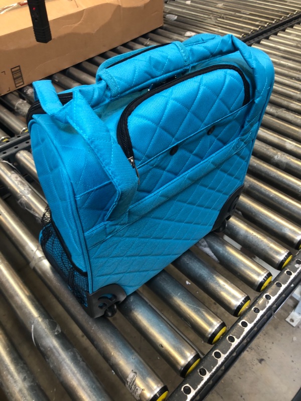 Photo 4 of Rockland Melrose Upright Wheeled Underseater Carry-On Luggage, Turquoise, 16-Inch Carry-On 16-Inch Turquoise ---- OUT OF THE BOX NEW