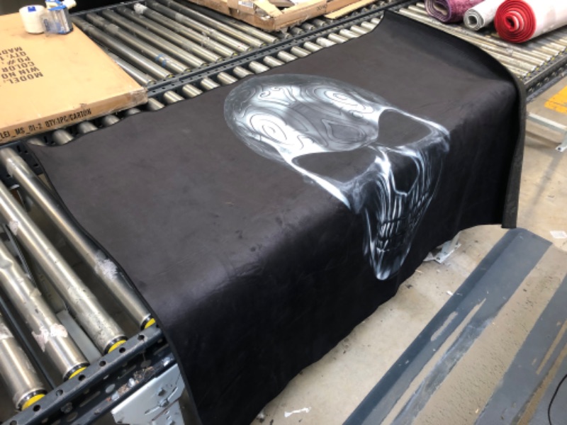 Photo 1 of 63" x 47" Black Rug with Skeleton Skull